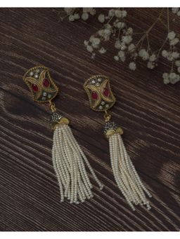 VIVINIA By Vidhi Mehra - Gold Plated Red Womens Tassel Earrings