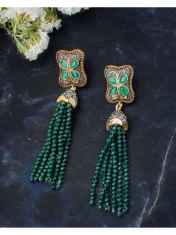 VIVINIA By Vidhi Mehra - Florence Gold Plated Green Womens Beaded Earrings
