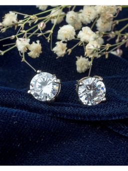 VIVINIA By Vidhi Mehra - Silver Plated Womens Diamond Stud Earrings