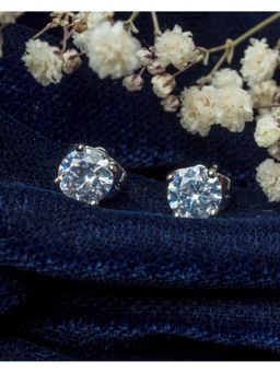 VIVINIA By Vidhi Mehra - Silver Plated Womens Diamond Stud Earrings