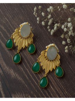 VIVINIA By Vidhi Mehra - Gold Plated Green Womens Kundan And Polki Drop Earrings