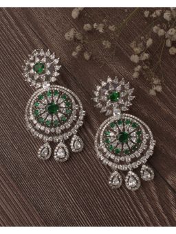 VIVINIA By Vidhi Mehra - Zia Silver Plated Green Womens Drop Earrings