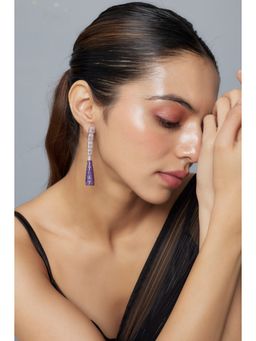VIVINIA By Vidhi Mehra - Zia Silver Plated Purple Womens Zircon Dangler Earrings