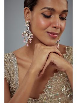 VIVINIA By Vidhi Mehra - Saadgi Gold Plated Pink Kundan Polki Womens Danglers Earrings