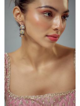 VIVINIA By Vidhi Mehra - Florence Silver Plated Gold Zircon Womens Hoop Earrings