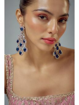 VIVINIA By Vidhi Mehra - Zia Silver Plated Blue Zircon Womens Danglers Earrings