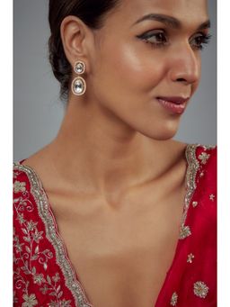 VIVINIA By Vidhi Mehra - Burgundy Gold Plated Kundan Polki Womens Danglers Earrings
