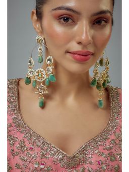 VIVINIA By Vidhi Mehra - Saadgi Gold Plated Green Kundan Polki Womens Danglers Earrings