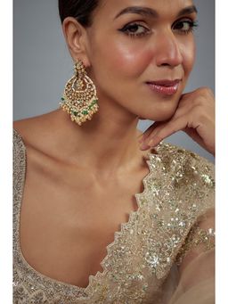 VIVINIA By Vidhi Mehra - Saadgi Gold Plated Green Kundan Polki Womens Danglers Earrings