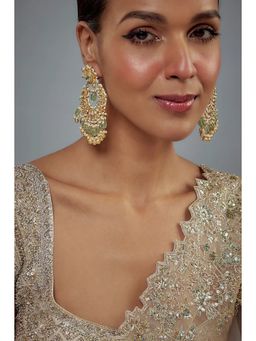 VIVINIA By Vidhi Mehra - Saadgi Gold Plated Green Kundan Polki Womens Danglers Earrings