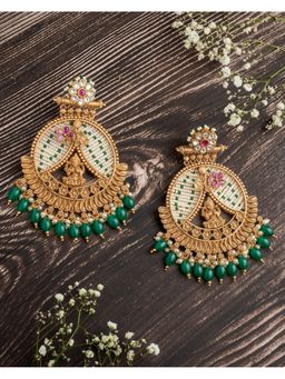 VIVINIA By Vidhi Mehra - Isvaraah 2.0 Gold Plated Green Womens Drop Earrings
