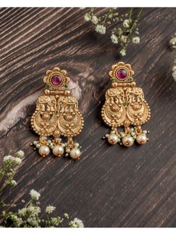 VIVINIA By Vidhi Mehra - Isvaraah 2.0 Gold Plated Pink Womens Drop Earrings