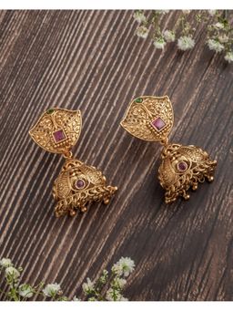 VIVINIA By Vidhi Mehra - Isvaraah 2.0 Gold Plated Pink Womens Jhumka Earrings