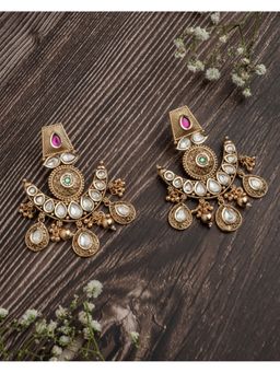 VIVINIA By Vidhi Mehra - Isvaraah 2.0 Gold Plated Pink Womens Chandbali Earrings