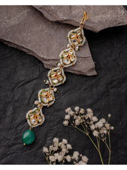 VIVINIA By Vidhi Mehra - Gold Plated Green Womens Kundan Polki Maangtikka