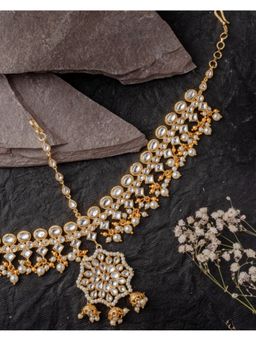 VIVINIA By Vidhi Mehra - Gold Plated White Womens Kundan Polki Maathapatti