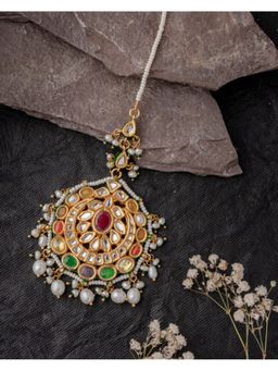 VIVINIA By Vidhi Mehra - Gold Plated Multicolored Womens Kundan Polki Maangtikka