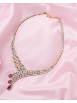 VIVINIA By Vidhi Mehra - Zia Gold Plated Pink Womens Short Necklace Set