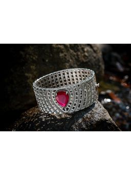 VIVINIA By Vidhi Mehra - Silver Plated Pink Womens Kada