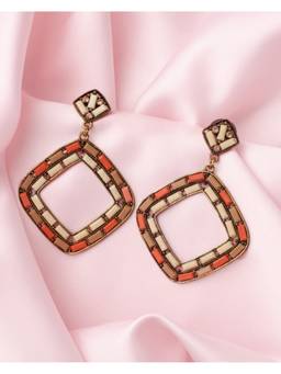 VIVINIA By Vidhi Mehra - Florence Gold Plated Orange Womens Dangle Earrings
