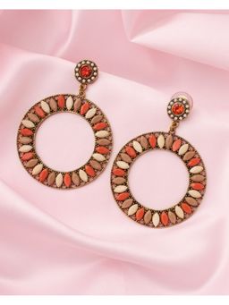 VIVINIA By Vidhi Mehra - Florence Gold Plated Orange Womens Drop Earrings
