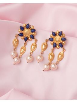 VIVINIA By Vidhi Mehra - Florence Gold Plated Blue Womens Dangle Earrings
