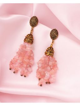 VIVINIA By Vidhi Mehra - Florence Gold Plated Pink Womens Dangle Earrings
