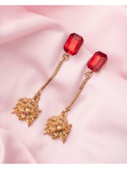 VIVINIA By Vidhi Mehra - Florence Gold Plated Red Womens Drop Earrings