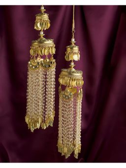 VIVINIA By Vidhi Mehra - Gold Plated White Womens Beaded Kaleeras