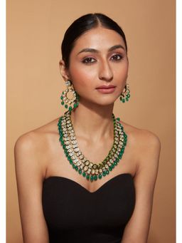 VIVINIA By Vidhi Mehra - Gold Plated Green Womens Kundan Short Necklace