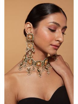 VIVINIA By Vidhi Mehra - Inaayat Gold Plated Womens Kundan Polki Necklace Set With Earrings