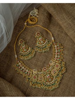 VIVINIA By Vidhi Mehra - Gold Plated Multicolored Womens Synthetic Stone Necklace Set
