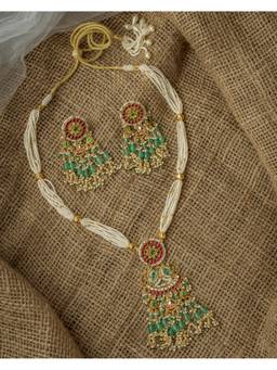 VIVINIA By Vidhi Mehra - Gold Plated Multi Womens Kundan Polki Necklace Set With Earrings