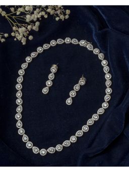 VIVINIA By Vidhi Mehra - Silver Plated Womens Short Necklace Set With Earrings