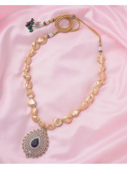 VIVINIA By Vidhi Mehra - Florence Gold Plated Blue Womens Short Necklace Set