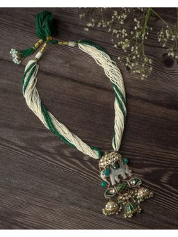 VIVINIA By Vidhi Mehra - Gold Plated Green And White Womens Beads Long Necklace