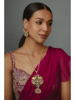 VIVINIA By Vidhi Mehra - Morpankh Gold Plated Multi Womens Synthetic Stone Necklace Sets