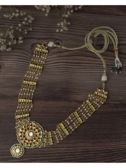 VIVINIA By Vidhi Mehra - Gold Plated Green Womens Long Necklace Set