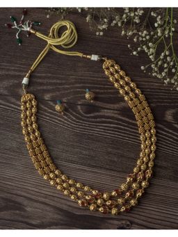 VIVINIA By Vidhi Mehra - Gold Plated Red Womens Beads Long Necklace Set With Earrings
