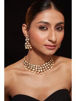 VIVINIA By Vidhi Mehra - Aatman Gold Plated Womens Kundan Polki Necklace Set With Earrings