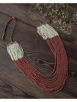 VIVINIA By Vidhi Mehra - Orange And White Womens Beads Long Necklace
