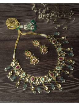 VIVINIA By Vidhi Mehra - Gold Plated Multicolored Womens Kundan Choker Necklace Set