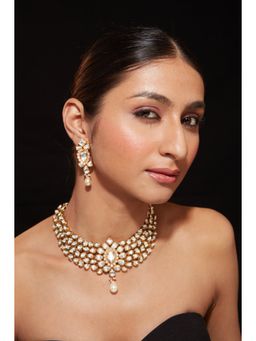 VIVINIA By Vidhi Mehra - Aatman Gold Plated Womens Kundan Polki Necklace Set With Earrings