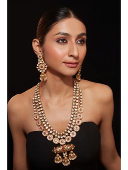 VIVINIA By Vidhi Mehra - Aatman Gold Plated Red Womens Synthetic Stone Necklace Set