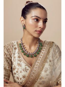VIVINIA By Vidhi Mehra - Florence Green Womens Kundan Polki Short Necklace Set With Earrings