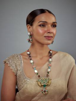 VIVINIA By Vidhi Mehra - Florence Silver Plated Multi Kundan Polki Womens Long Necklace Sets