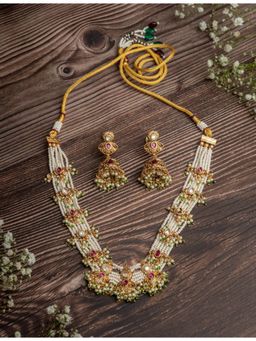VIVINIA By Vidhi Mehra - Isvaraah 2.0 Gold Plated Multicolored Choker Necklace Set With Earrings