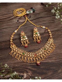 VIVINIA By Vidhi Mehra - Isvaraah 2.0 Gold Plated Multicolored Short Necklace Set With Earrings