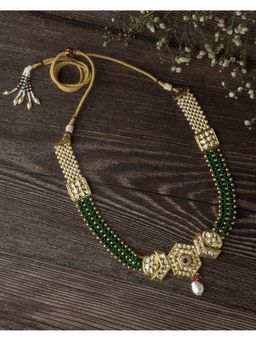 VIVINIA By Vidhi Mehra - Gold Plated Green Womens Kundan Short Necklace
