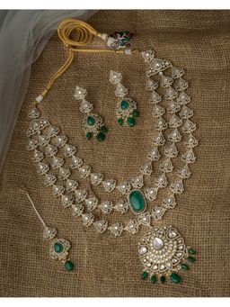 VIVINIA By Vidhi Mehra - Gold Plated Green Womens Kundan Polki Necklace Sets